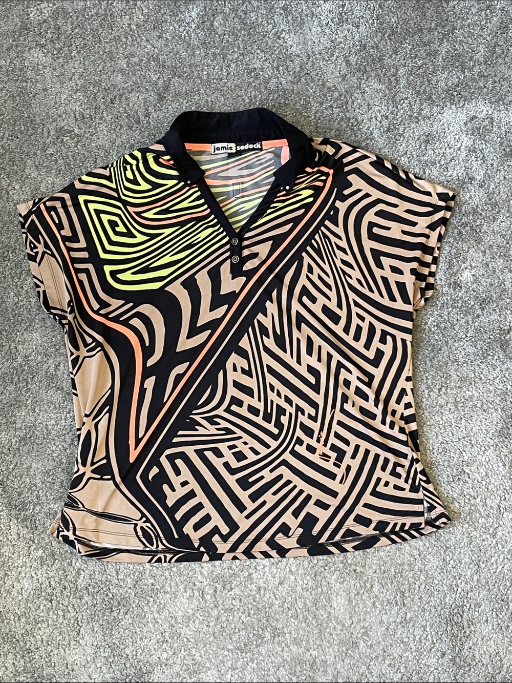 EC Jamie Sadock Capped Sleeve Lightweight Top Tan/Orange/Yellow/ Black- Size XL